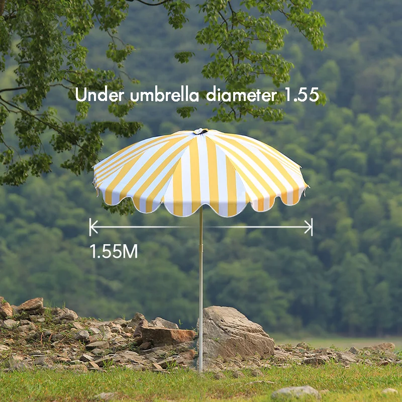 Large Fashion Sunscreen Patio Umbrella with Strip Style UV Protection Big Size Beach Umbrella for Outdoor Garden with Base