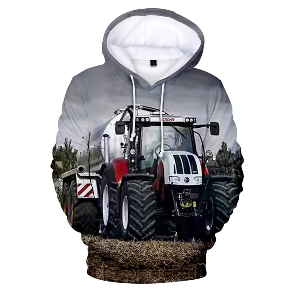 

3D 2 To 14 Years Kids Hoodies Tractor Pattern 3D Hoodie Sweatshirt Boys Girls Pullovers Truck Cartoon Coats Children Clothes