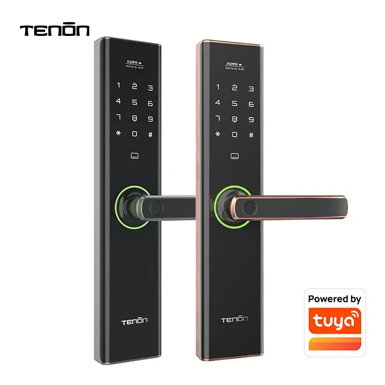 Tenon E5 Intelligent Tuya App Door Handle Digital Lock Electronic Password Key Door Smart Finger Print Door Lock