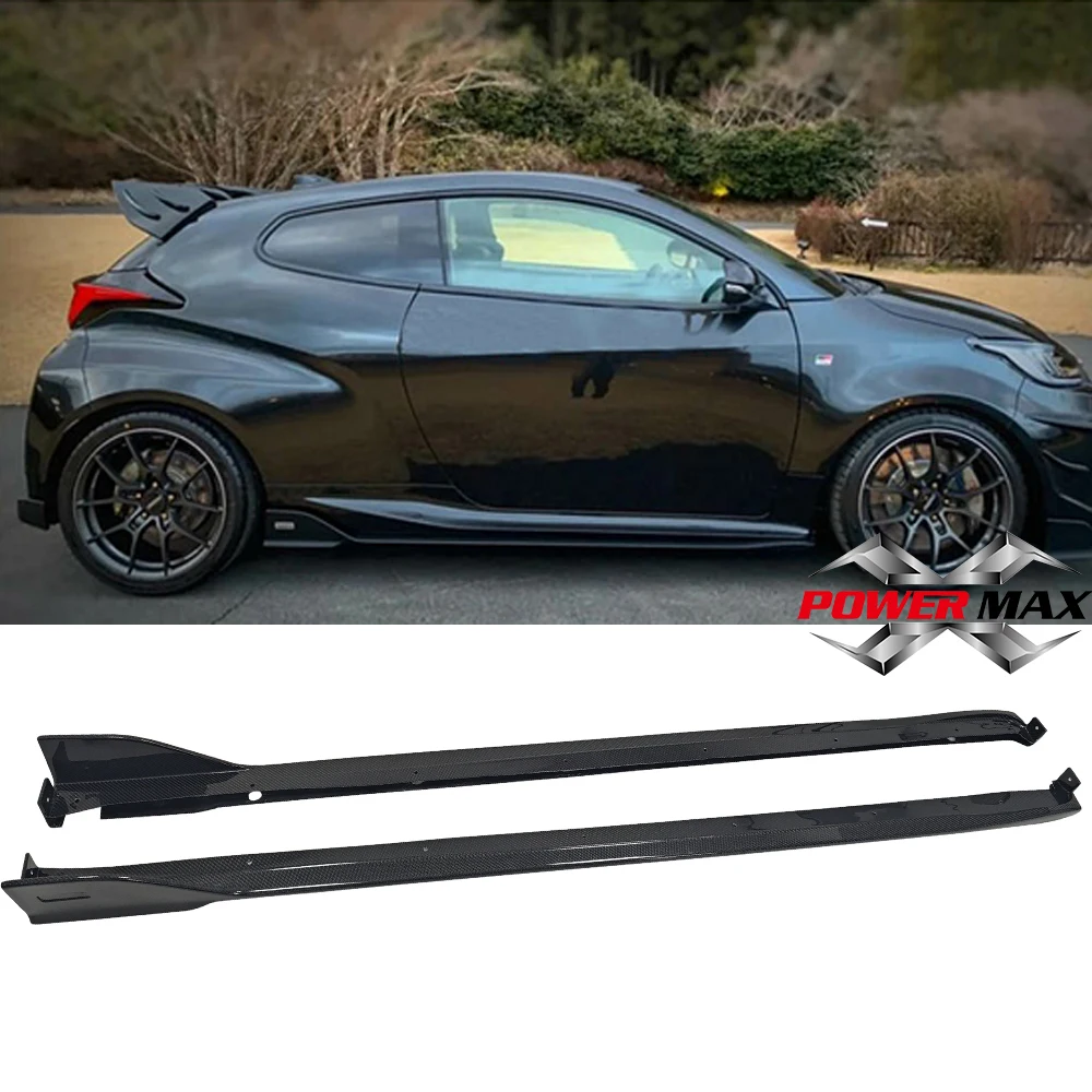 Real Carbon Fiber toms Style Side Skirts For  For Toyota GR Yaris MXPA12 GXPA16 Auto Parts Bodykit Side Spilter