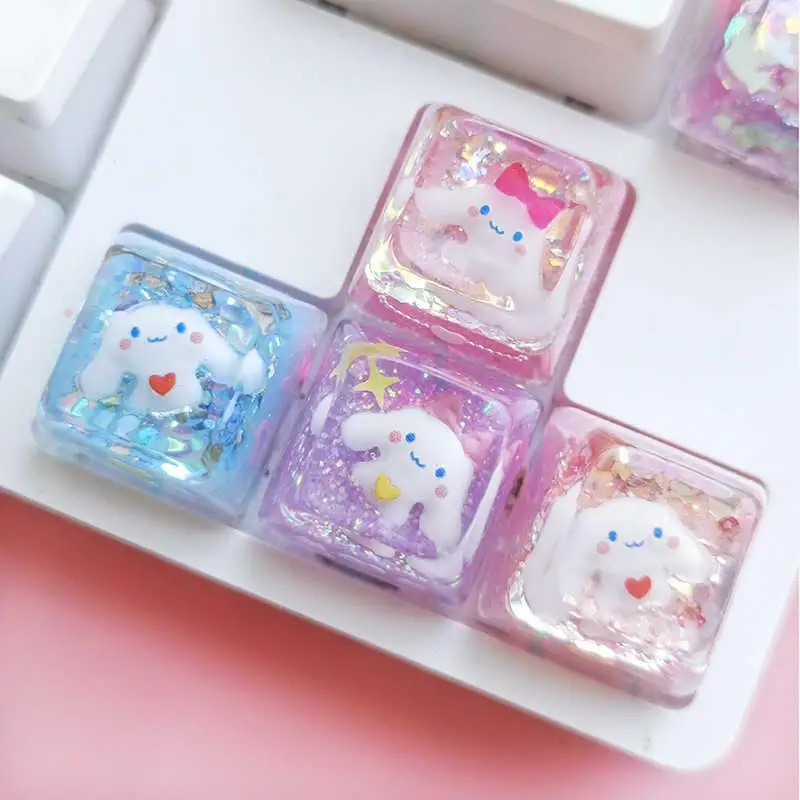 

Cute Cartoon Kawaii Sanrio Cinnamoroll Personalized Keyboard Cap Pink Mechanical Keyboard Cross Axis Keycap Handmade Gift