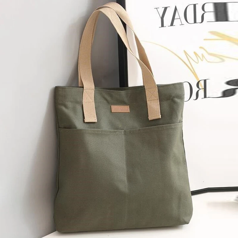 New Shopping Bag Canvas Tote Bag Student Book Large-capacity Storage Bag Shoulder Bag Female Eco-Friendly Reusable Handbags