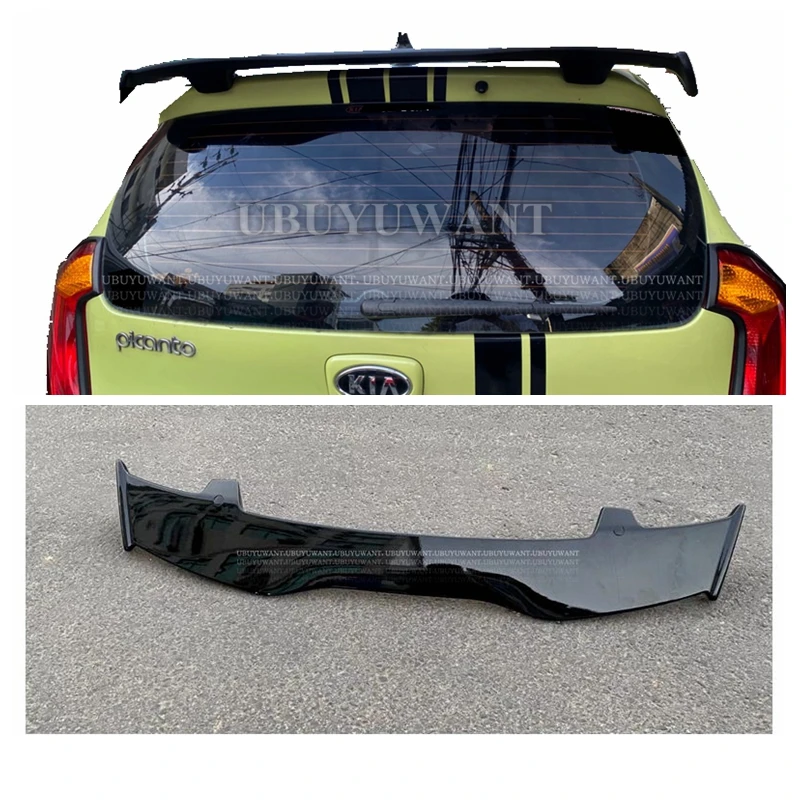 Use For Kia Picanto Spoiler ABS Plastic Carbon Fiber Look Hatchback Roof Rear Wing Body Kit Accessories 2008-2020