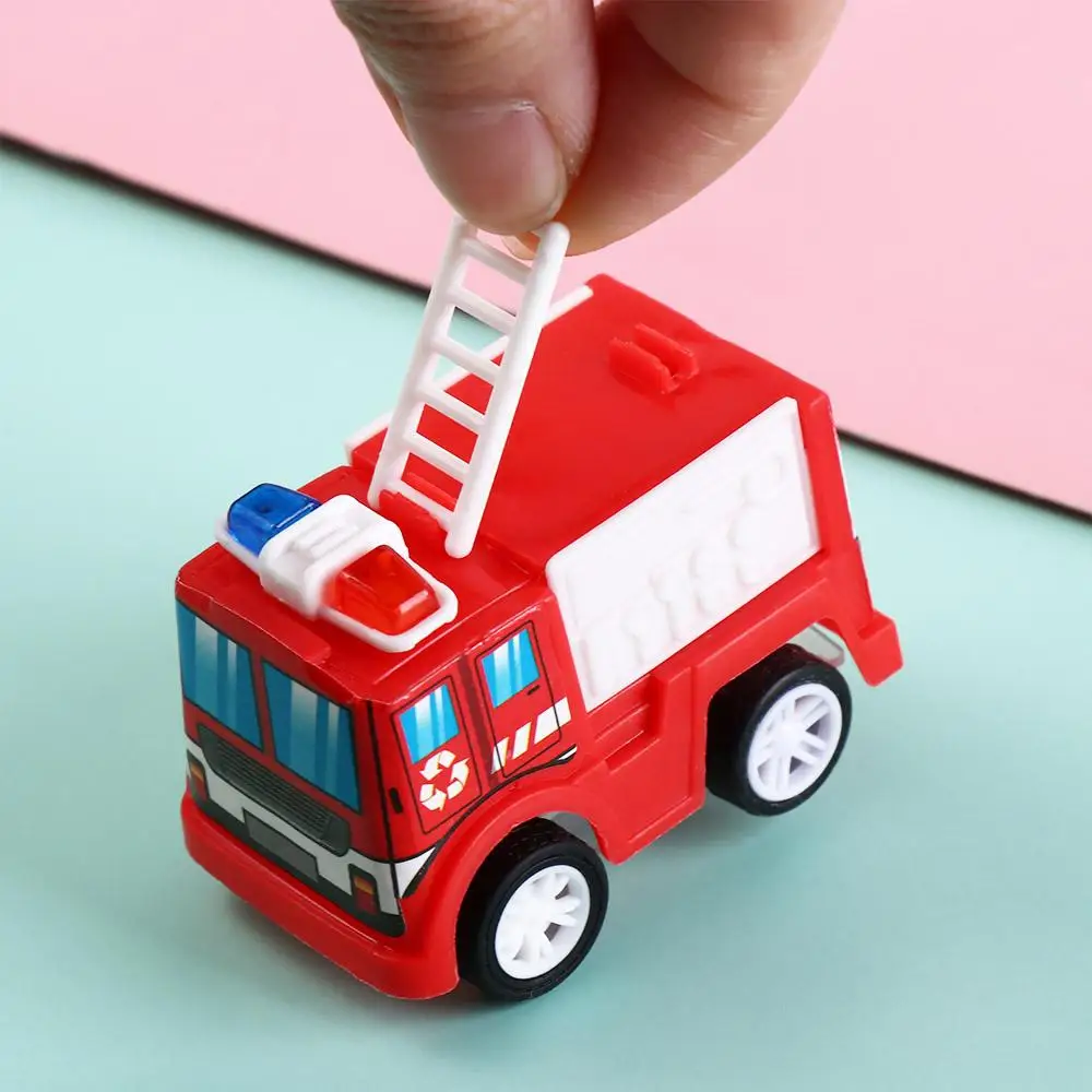 Caminhão de bombeiros imprensa e ir carro brinquedo veículo móvel carro de polícia inércia brinquedo bonito montessori puxar para trás carro de brinquedo