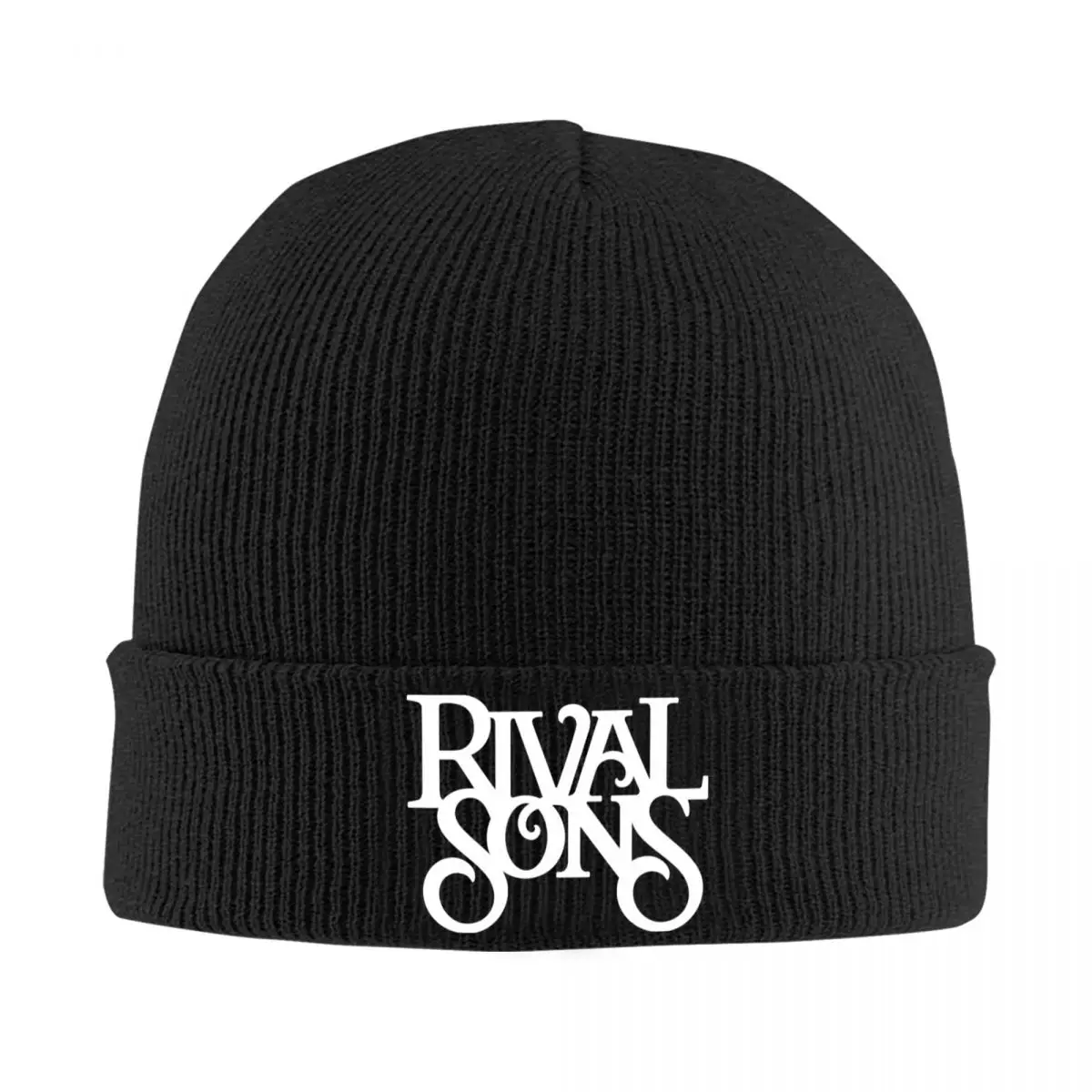 Rival Sons Punk Rock Band Beanie Hats White Logo Bonnet Hats Female Male Funny Gym Skullies Beanies Autumn Winter Warm Caps