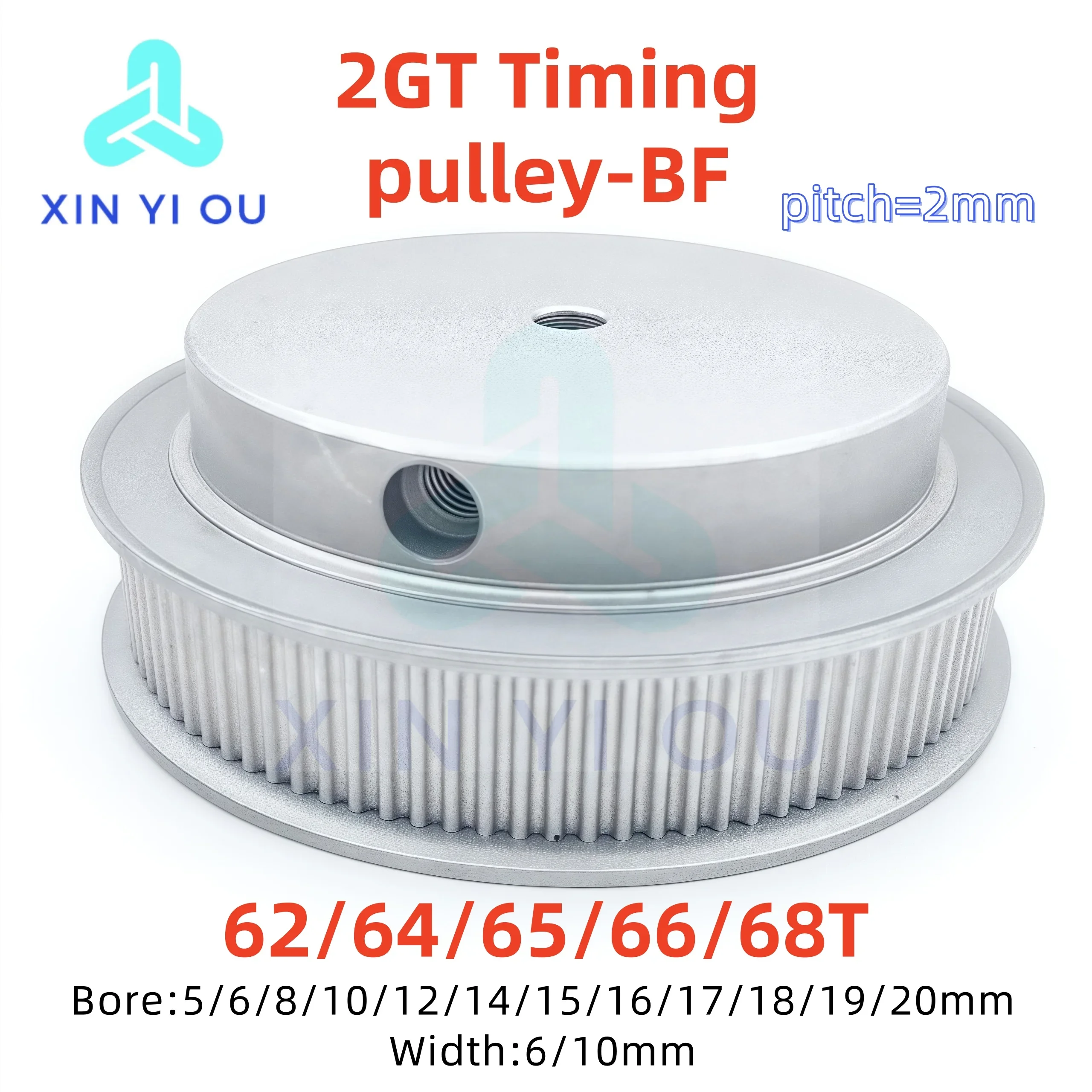 GT2 Timing Pulley-BF 62/64/65/66/68 Teeth Bore 4/5/6/6.35/8/10/12/12.7/14/15 mm Pitch = 2 mm Belt Width 6/10 mm 3D Printer Parts