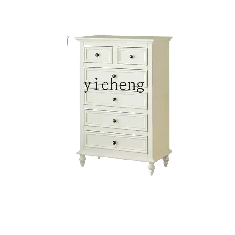 

TQH solid wood white dresser integrated bedroom bedside cream living room premium light luxury locker