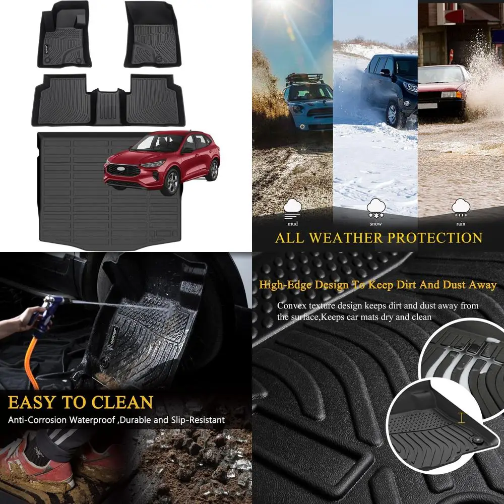 

-Car Floor Mats & Cargo Liner for 2020-2026 Ford Escape Gas (NO Hybrid) All Weather Floor Mats Set Full Set Floor Liners Custom