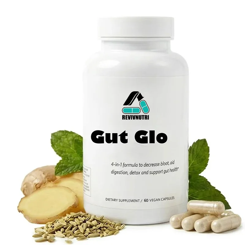 Natural Bloating Relief, Intestinal Health, Digestion, 4-in-1, Digestive Enzymes, Magnesium, Vegan, 60 Capsules
