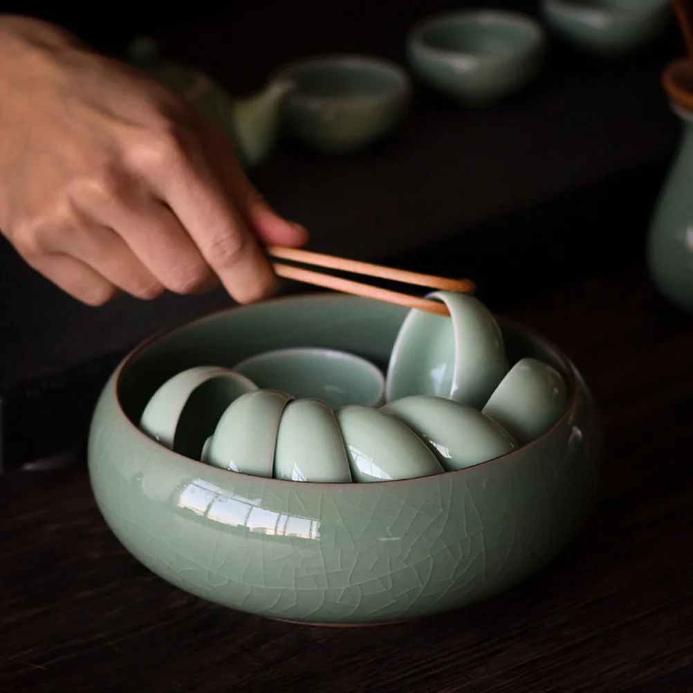 1Pcs Ink Brush Washer Celadon Water Pot Portable Tea Wash Cup Multi Functional Porcelain Ink Well Tea Ceremony Accessories