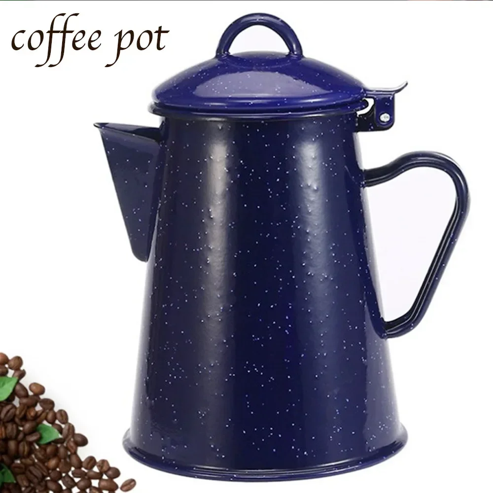 Tetera esmaltada para café, tetera de agua y té manual de alta calidad, tetera Vintage para decoración del hogar, elaboración de café sobre estufa y fuego