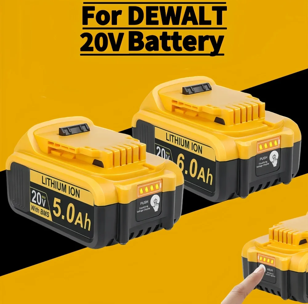 For Dewalt 20V Tools Battery 5.0/6.0Ah DCB200 DCB184 DCB181 for DeWalt MAX electric tool Accessories Lithium batteries Replace