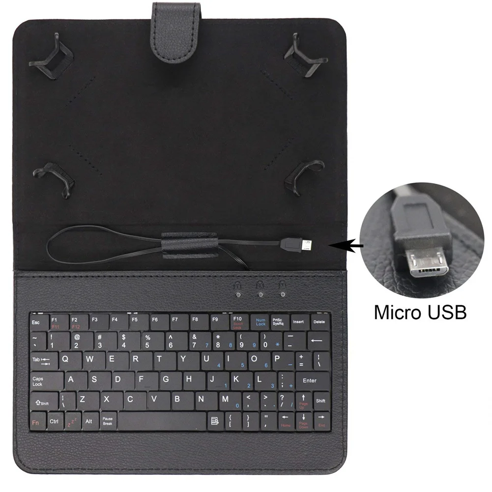 Caso Tablet Portátil com Teclado, Manga de Viagem, Capa Removível, Compatível com iOS, Android, Sistema Windows, 7 pol, 8 pol