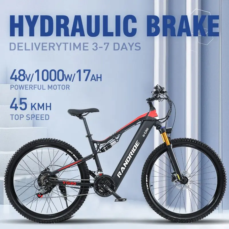 1000W 70KM YG90 electric mountain bike fully suspended EMTB adult mountain off-road bike discounted rear seat