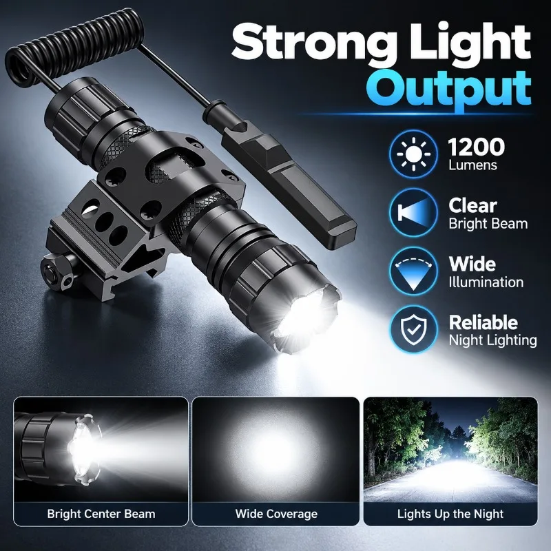 1200 Lumens Ultra Bright Hanging Flashlight with Remote Control Switch for Outdoor Camping Emergency Portable Flashlight