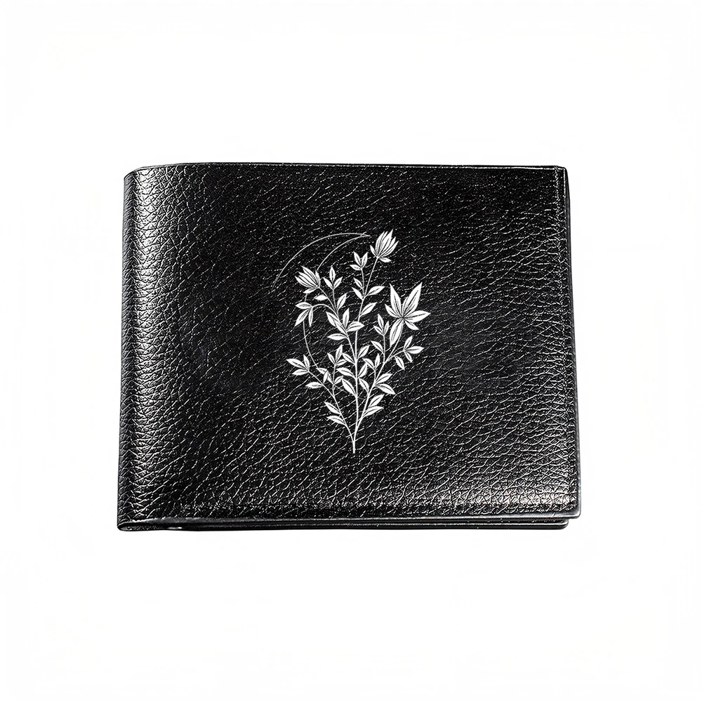Floral Embroidered Men's Wallet Card Holder Casual Business Fashion Design Elegant Pattern Stylish Accessory for Everyday Use