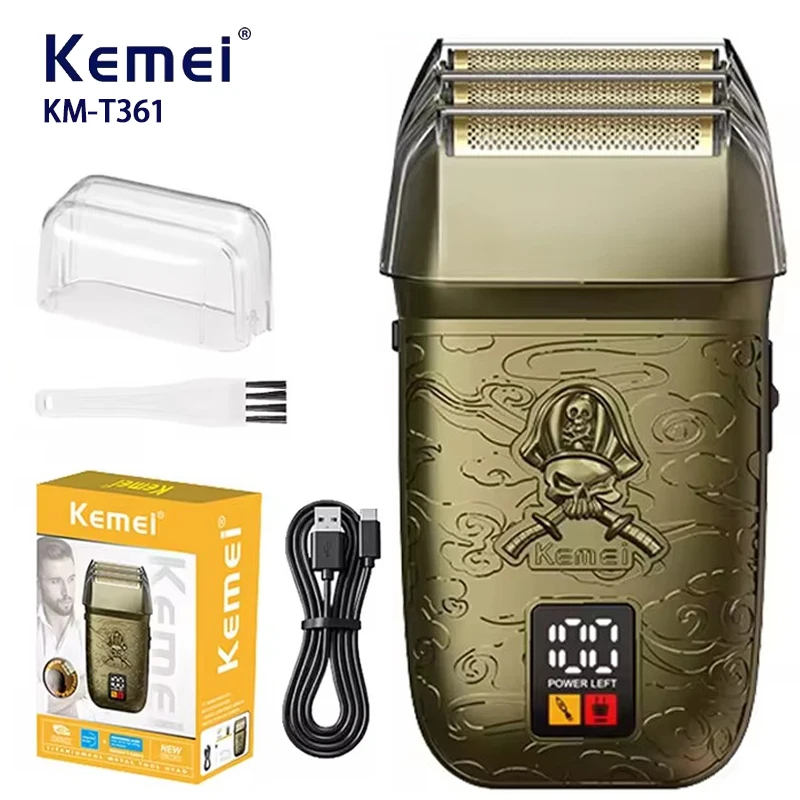 Kemei KM-T361 Three Head Shaver Electric Male Reciprocating Shaver Charging Type LED Display Shaver Beard Knife