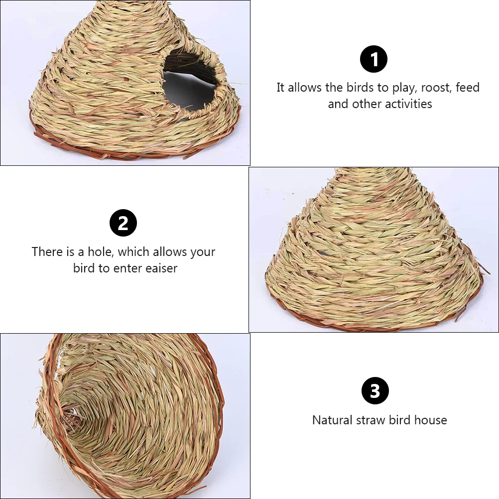 

Straw Bird House Natural Woven Nest for Cage Birdcage Garden Decoration Pet Supplies Comfortable Safe Straw Woven Bird Nest