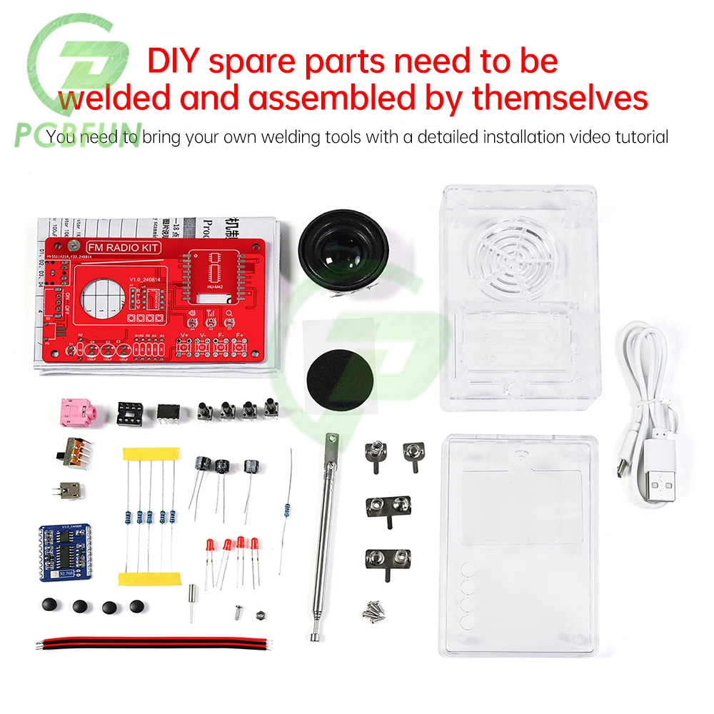 DIY FM Radio Electronic Kit Adjustable Frequency 150Hz-20KHz Digital Display DIY Soldering Project Practice Solder