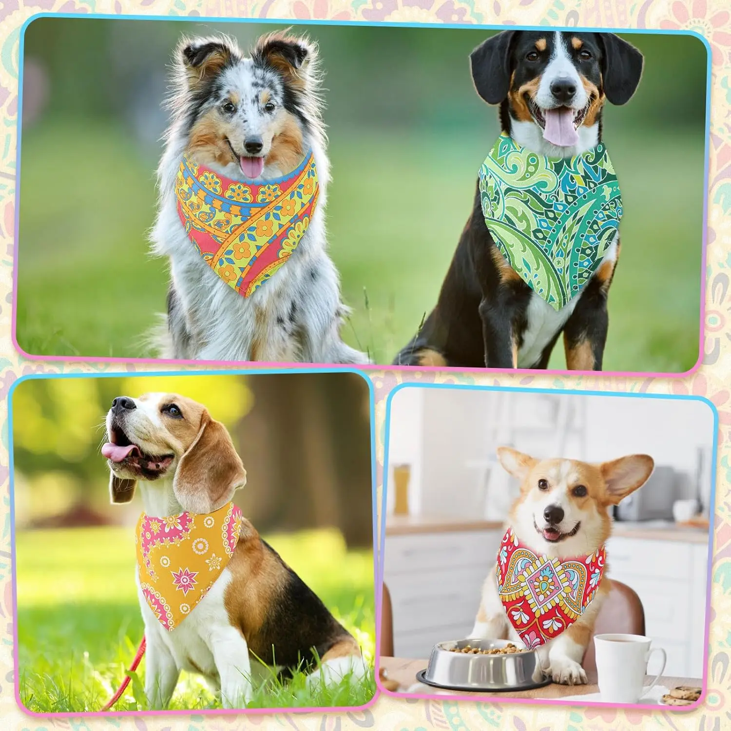100 Stück Paisley-Hunde-Bandana in großen Mengen, dreieckiger Schal, Lätzchen, Hunde-Bandanas, Welpen-Pflegezubehör für kleine, mittelgroße und große Hunde und Katzen – Detail 2