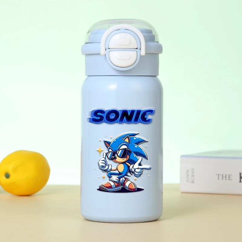 

500ml Sonics Series Water Bottle with Bouncing Lid Portable StainlessSteel Thermal Mug Leakproof Insulated Cup Birthday Gift