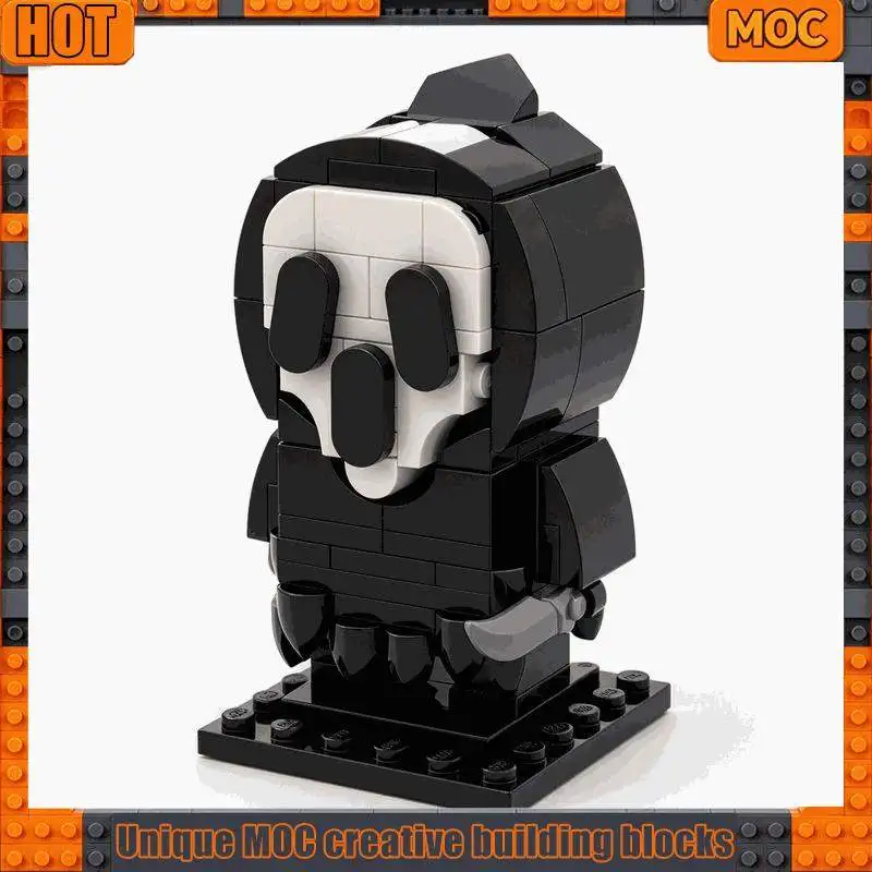 NEW 115PCS MOC Hooded Ghost Big Head Figure Model Custom Building Blocks Horror Phantom Face DIY Assembly Toy Desk Display Gift