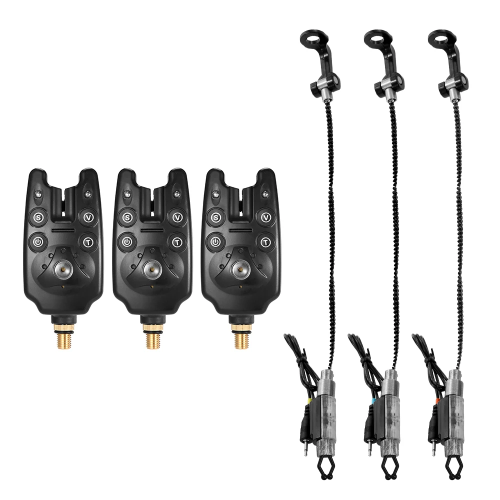 

Fishing Bite Alarms Set 3 Digital Fishing Alarm 3 Swinger 1 Zippered Case 1 User Manual LED Color Blue Bite Alarm Size