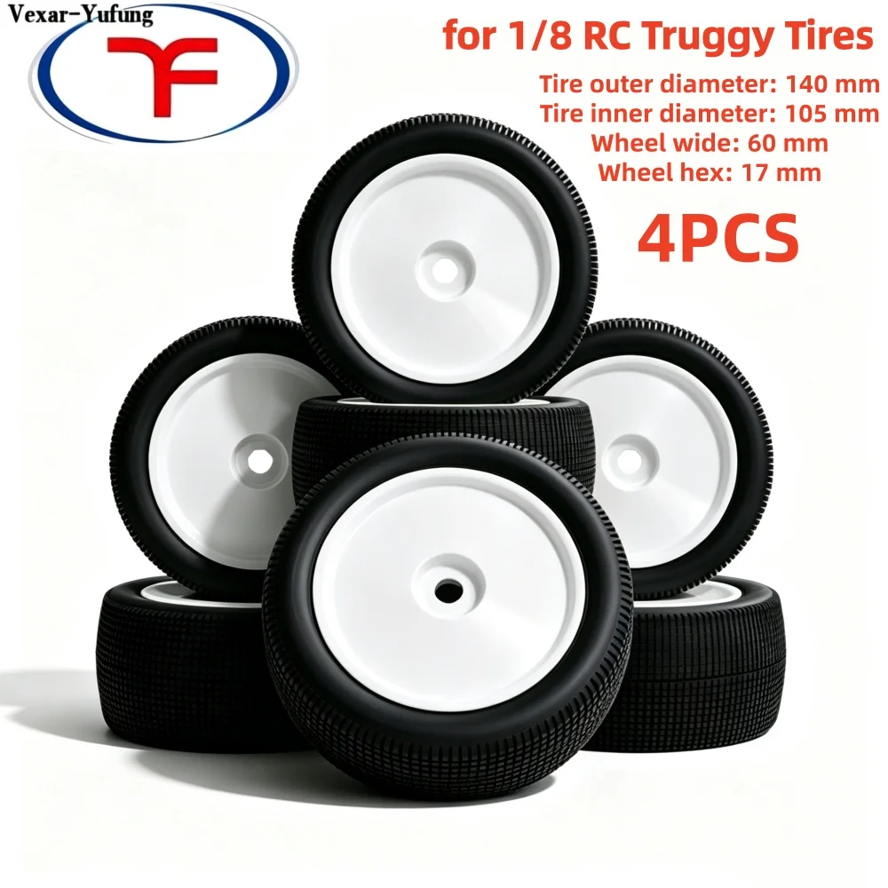 Yufung 110mm 1/8 RC Truggy Truck Tires 17mm Hex Wheel Rubber Tyres for Redcat HSP Kyosho Hobao Hongnor Team Losi GM DHK RC Car