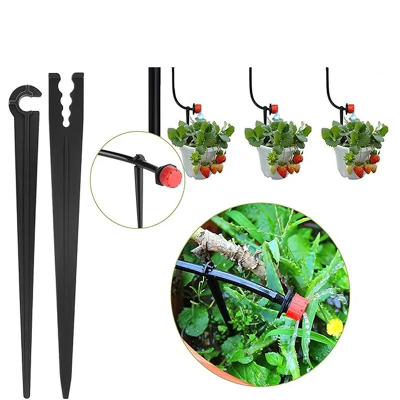 100pcs 1/8'' 1/4'' Hose Stakes Fixed Garden Watering Tubing Micro Drip Irrigation Fittings Hold-Down Supports