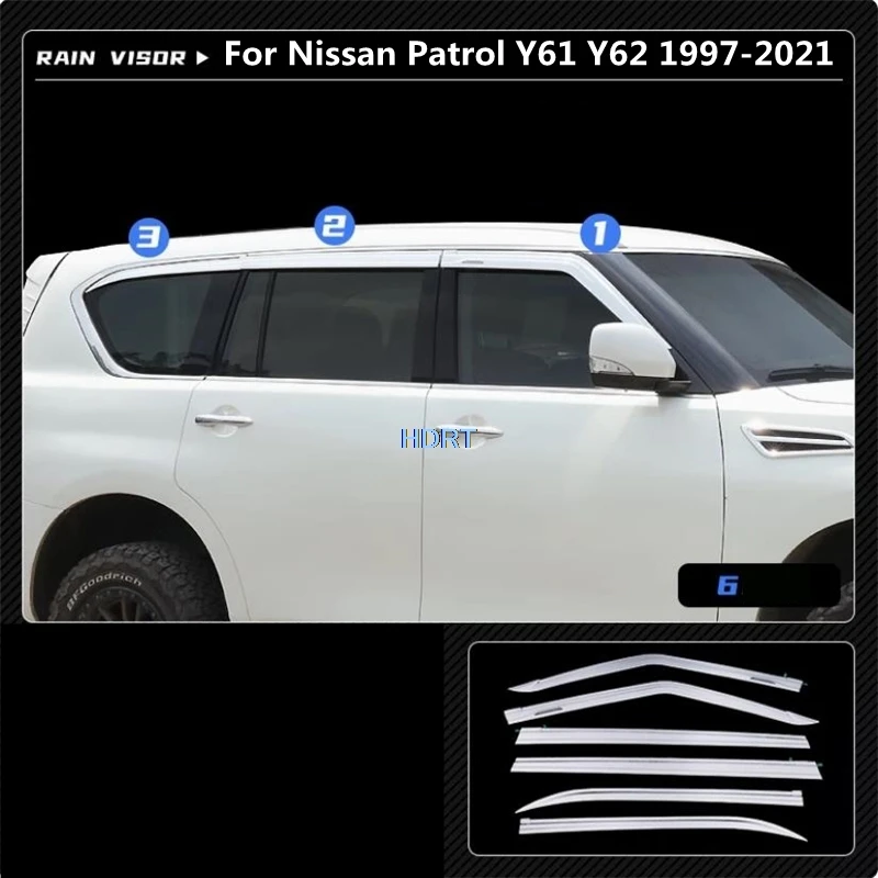 

Car Styling Accessories Window Deflector Sun Visor Rain Gurad Awning Shelter Weather Shield For Nissan Patrol Y61 Y62 1997-2021