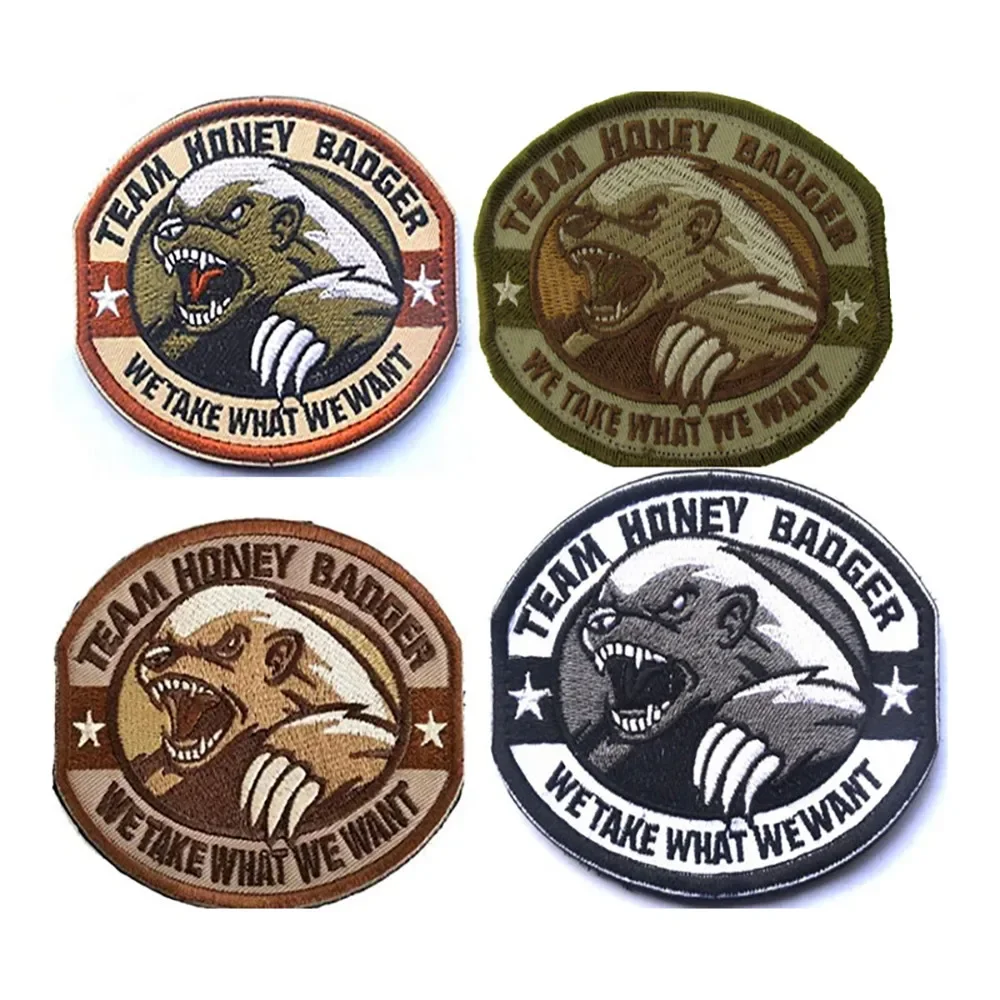 Honey Badgers 3D Embroidery Patches on Clothing Military Hook&loop Patch Tactical Backpack Stickers Morale Badge For Backpack