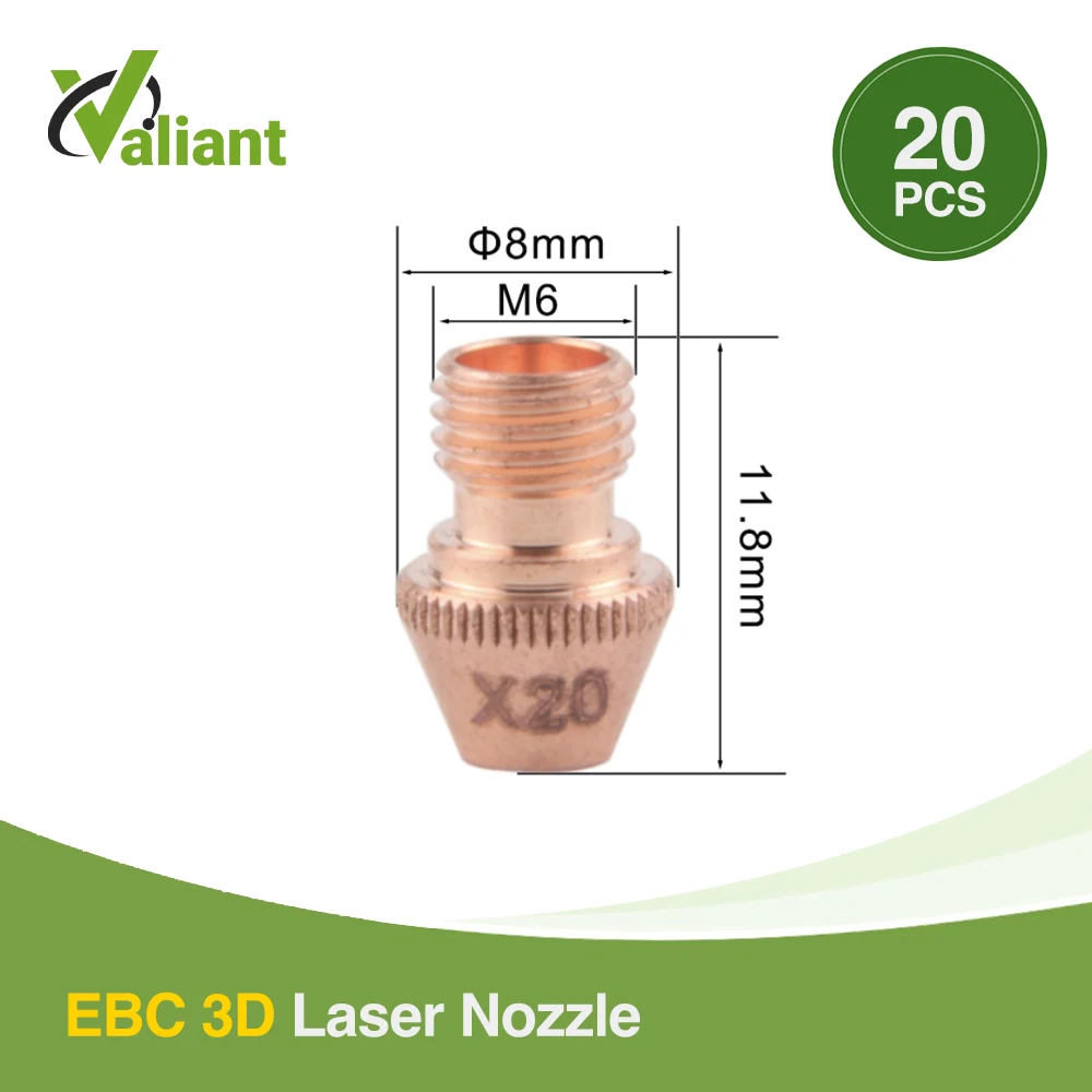 20Pcs EBC 3D Fiber Laser Nozzle X20 X40 X31 2085524 Ceramic Nozzle Holder Cutting Machines M6 Thread 8mm Diameter For TR 936678