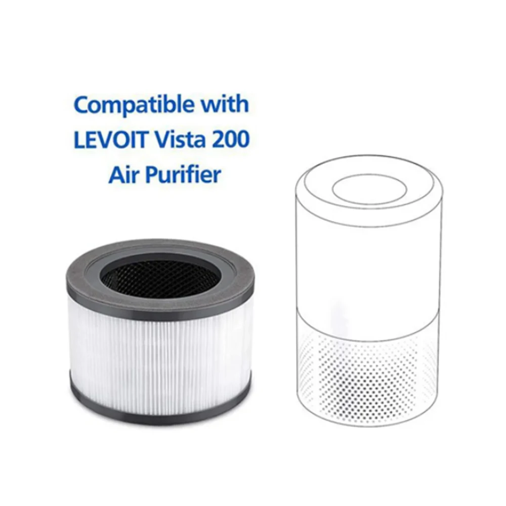 1/2 Pcs Air Purifier Replacement Filter for Levoit Vista 200 Air Purifier,3 In 1 Efficiency Activated Carbon HEPA Filter