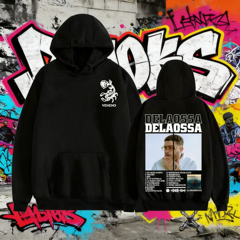 

25/26 осенне-зимние толстовки с капюшоном в стиле рэпера Delaossa Album Tour Merch для мужчин и женщин в стиле Харадзюку, хип-хоп, поп-музыка, комфортная толстовка большого размера