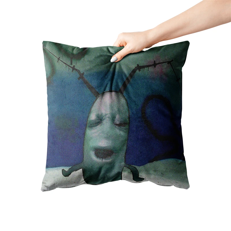 Aertemisi 18\'\' x 18\'\' Cursed Plankton Meme Square Throw Pillow Cushion Covers Cases Pillowcases 45cm x 45cm