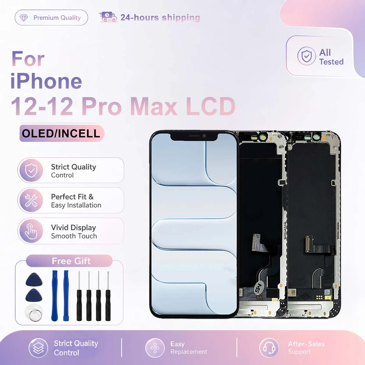 iphone-12-mini用oled-lcd-3dタッチスクリーン、iphone-12-proディスプレイ、12-pro-max-lcd-face-idデジタイザースクリーン、インセル交換部品