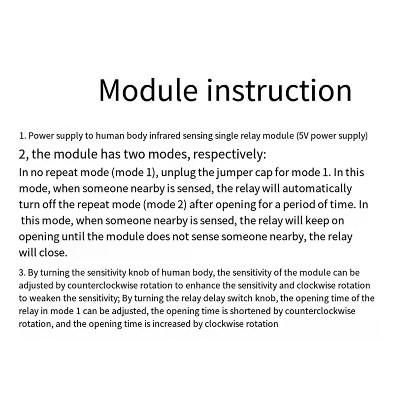 Модуль реле ABFN, инфракрасный датчик человеческого тела, один модуль, время задержки, регулируемый двухрежимный многофункциональный модуль