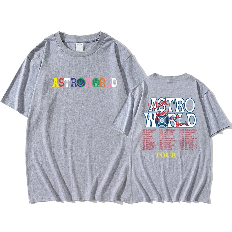 Astroworldツアー特大tシャツ男性women1:1レタープリントtシャツヒップホップストリートカニエ西astroworld tシャツ