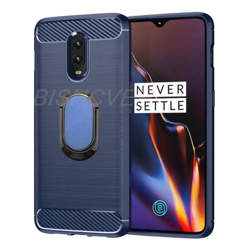 Brushed Carbon Fiber Silicone Shockproof Case For OnePlus 1+  6T 6 5 5T 7 Pro Magnetic Stand Protective Cover