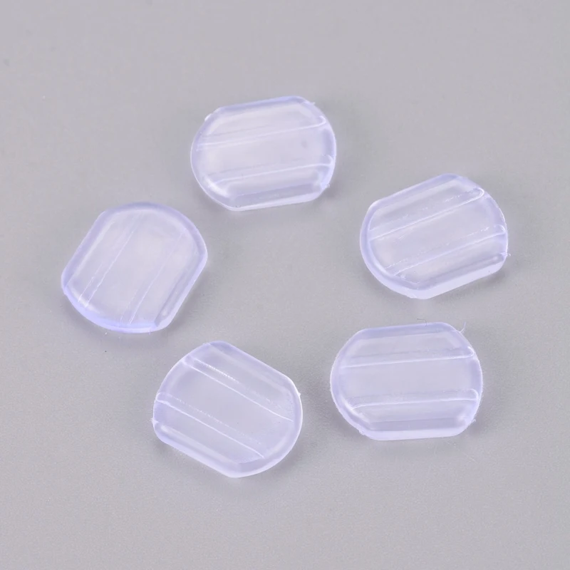 20 Stück Komfort-Silikon-Ohrringpolster, Clip-Ohrring-Kissen für Clip-on-Ohrringe, transparent, 14 x 12 x 3 mm, Loch: 10 x 1,2 mm