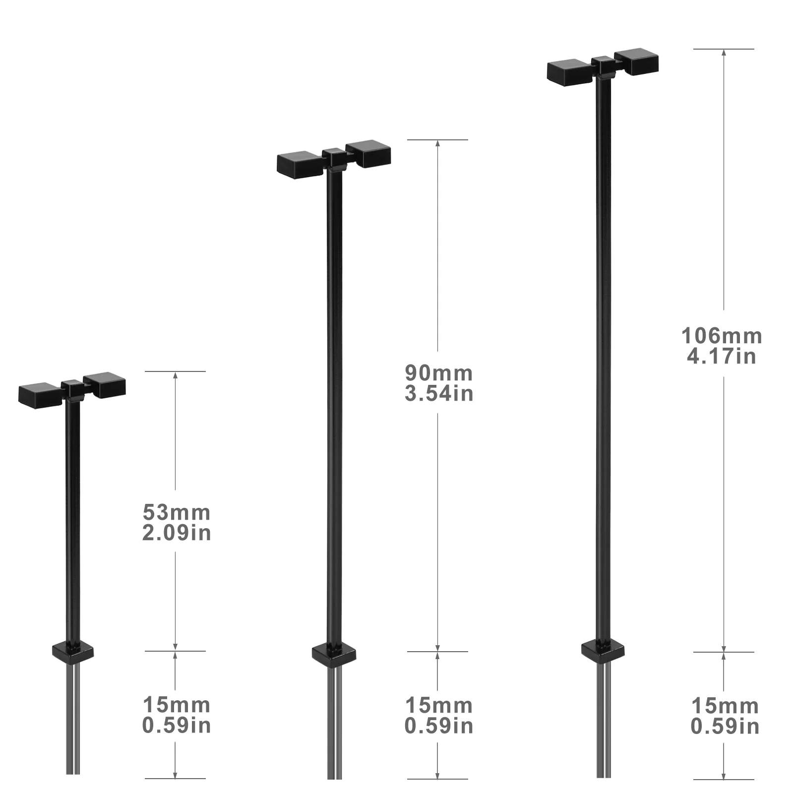 Evemodel 10pcs TT HO OO Scale Metal Lamps Two-Heads Street Light Bright White LED Black Pole LM04