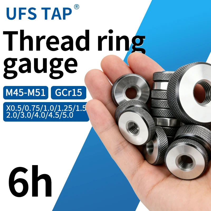 

Набор калибровочных колец UFS 1SET (1*GO+1*NOGO) 6 шт. M45-M51 X0.5/0.75/1.0/1.25/1.5/2.0/3.0/4.0/4.5/5.0 для измерения метрической резьбы с мелким шагом