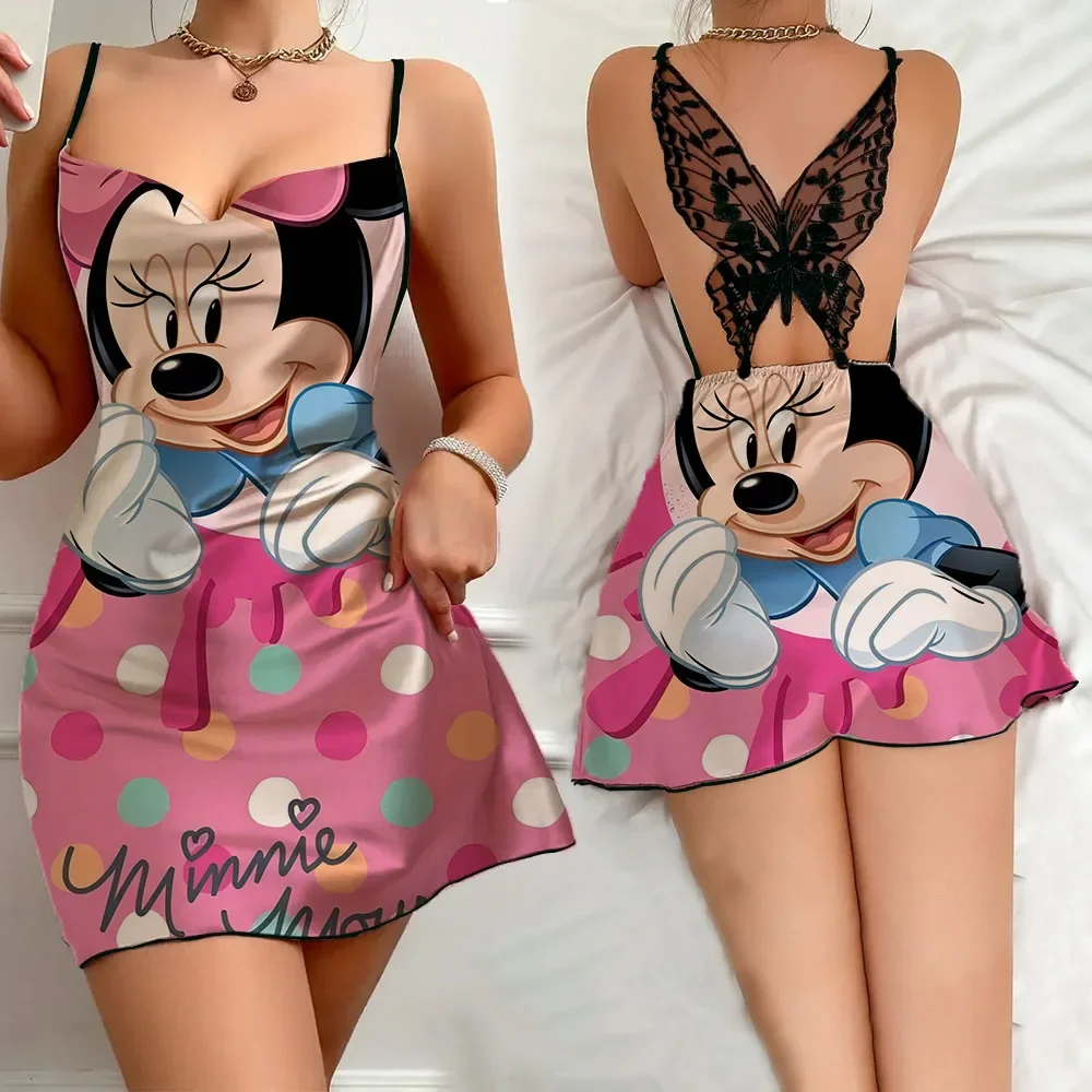 2024 New Pop Summer Nightwear for Women Sexy Female Pajama Comfortable Sleevesless Women's Sleeping Skirt with Cartoon Pattern