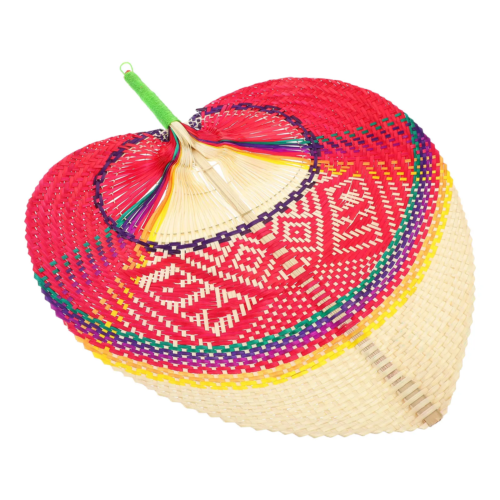 

1Peach Shape Handwoven Fan Synthetic Material Portable Fan Stage Performance Weaving Fan
