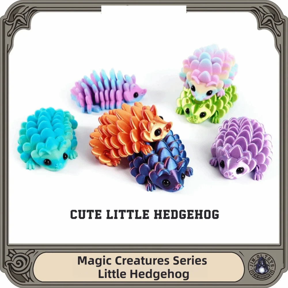 Figurine de hérisson imprimée en 3D, 2 pièces, pomme de pin, Structure articulée colorée, Figurine de hérisson simulée