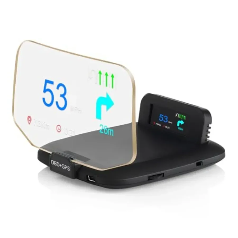 

OBD2 Heads Up Display Turn Indication for 12V Car OBD2 and GPS Dual System Digital Speedometer for Car HUD MPH Projector with R
