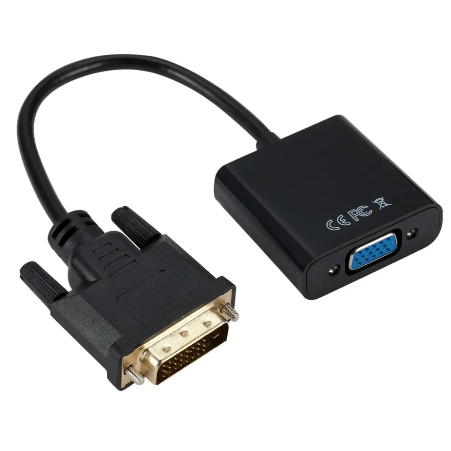 Grwibeou DVI do VGA Adapter męski do VGA HD 1080P DVI-D Adapter żeński kabel konwertera od 25 do 15 pinów do monitora komputer stancjonarny