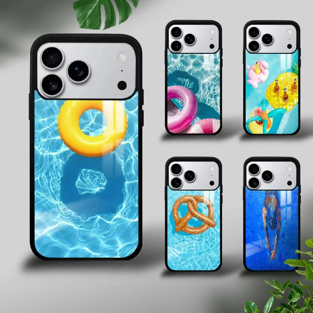 

Swimming Pool Water Phone case For iPhone 17 16 15 14 13 12 11 Pro Max Mini Plus Hard Mirror Funda