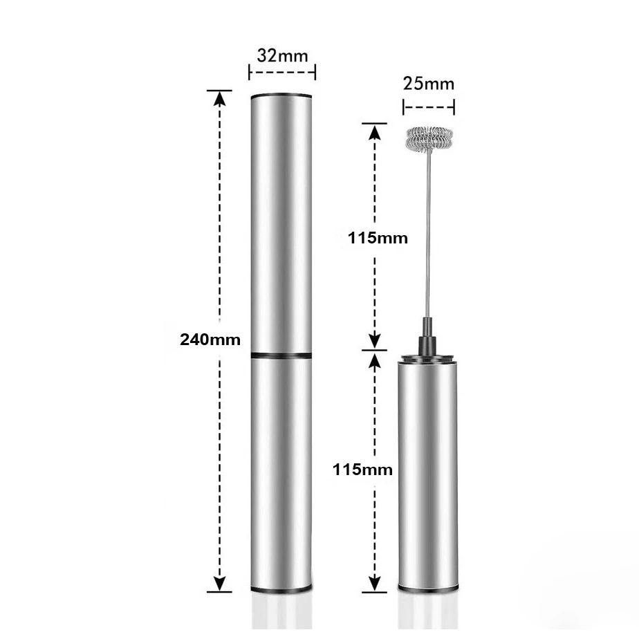 Rechargeable Stainless Steel Milk Frother 2 Speeds for Latte Cappuccino Espresso Home And Barista Use