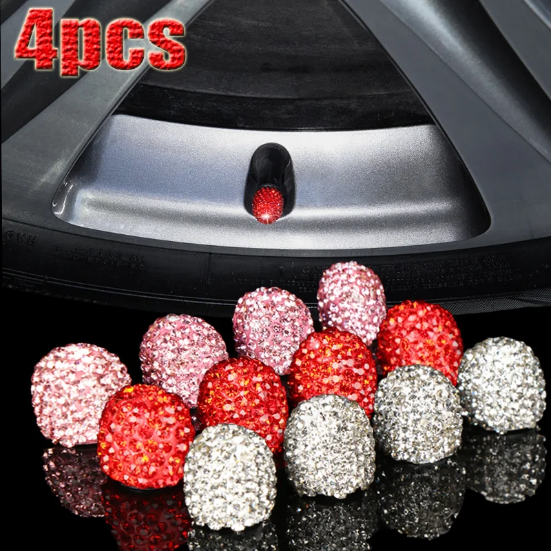 Diamond Car Tire Valve Stem Caps Crystal Shining Wheel Valve Covers Bling Charms Car Decor Waterproof Auto Accessories